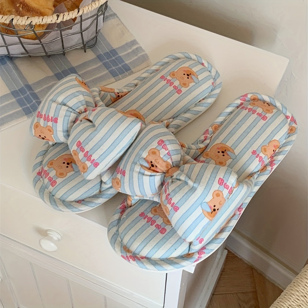 Women's Cute Cartoon Bear Slippers Soft Breathable Indoor Shoes