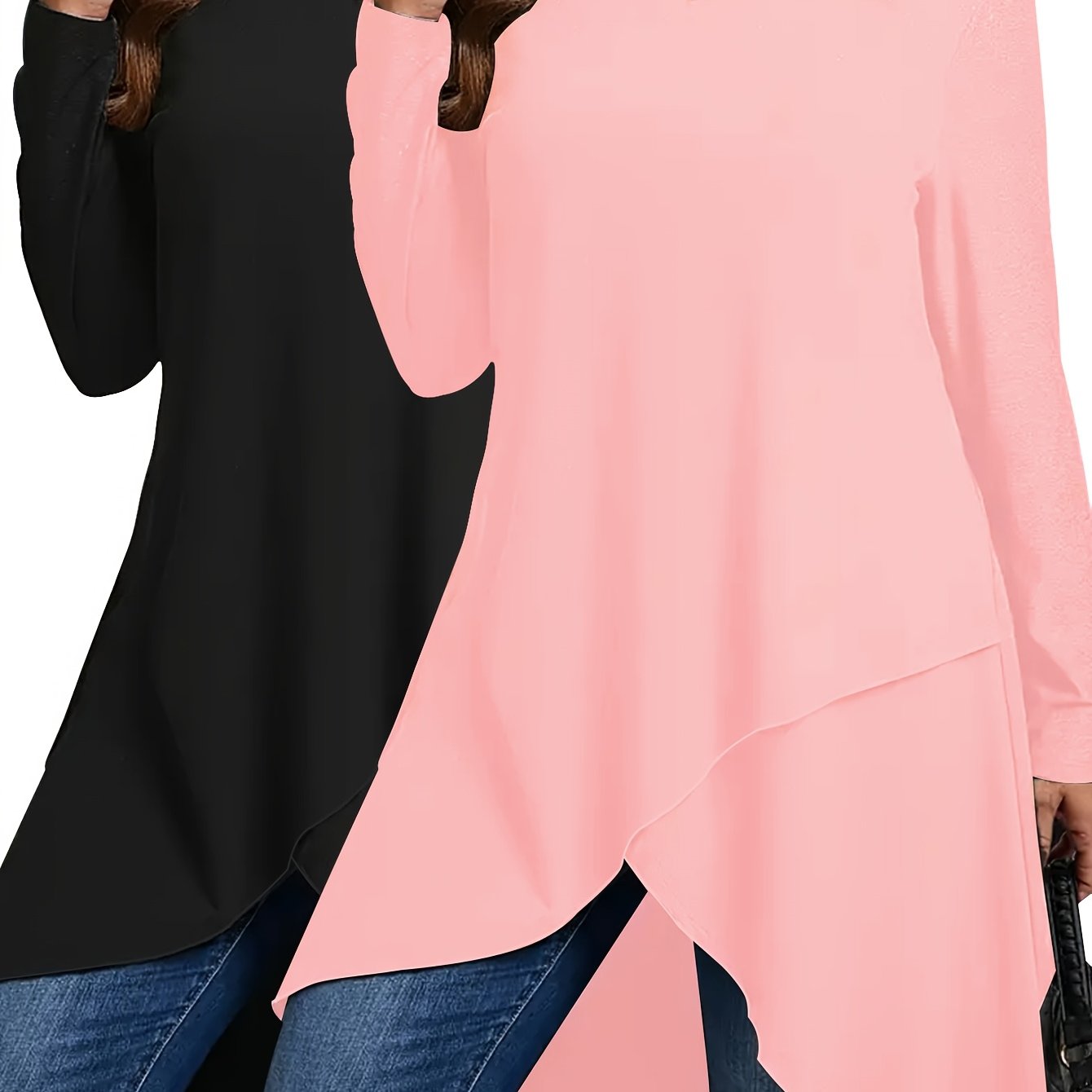 Women's Long Sleeve T-Shirts Set Polyester Crew Neck Solid Colors Spring Summer Fall