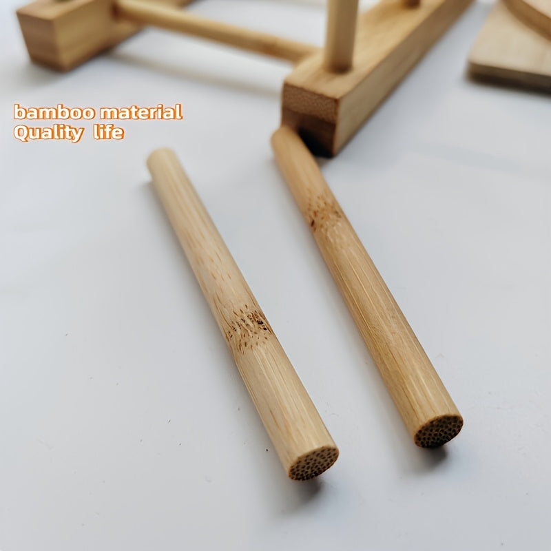 Elegant Bamboo Cup Holder Space-Saving Rack for Tea Sets and Glassware Dust-Proof