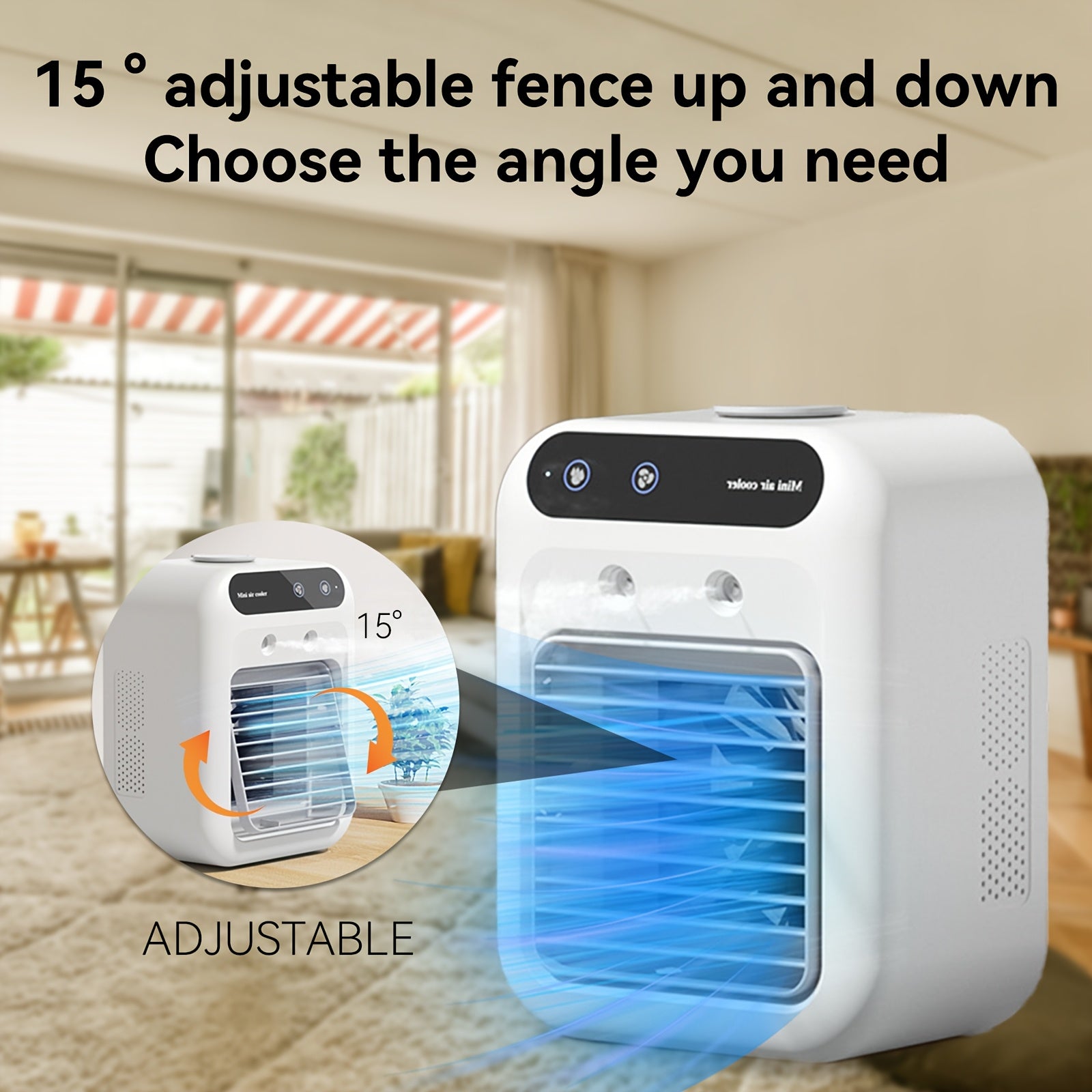 Portable Desktop Cooler Fan with Mist, 2 Gear Settings, 500ml Water Tank, USB Rechargeable