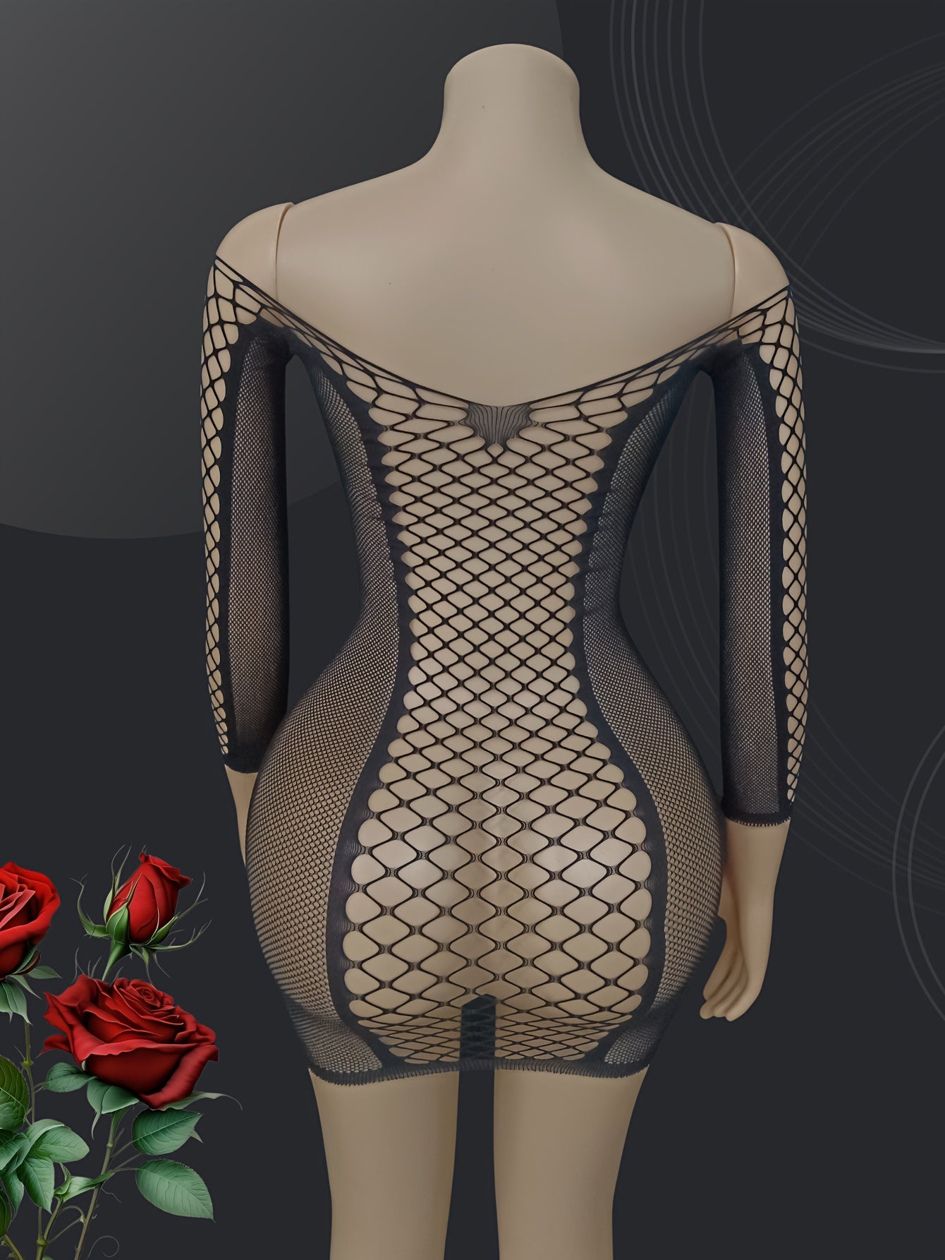 Women Mesh Breathable Off-Shoulder Bodycon Dress Plus Size