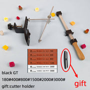 Kitchen sharpening tool with corner-mounted sharpener and professional-grade stone