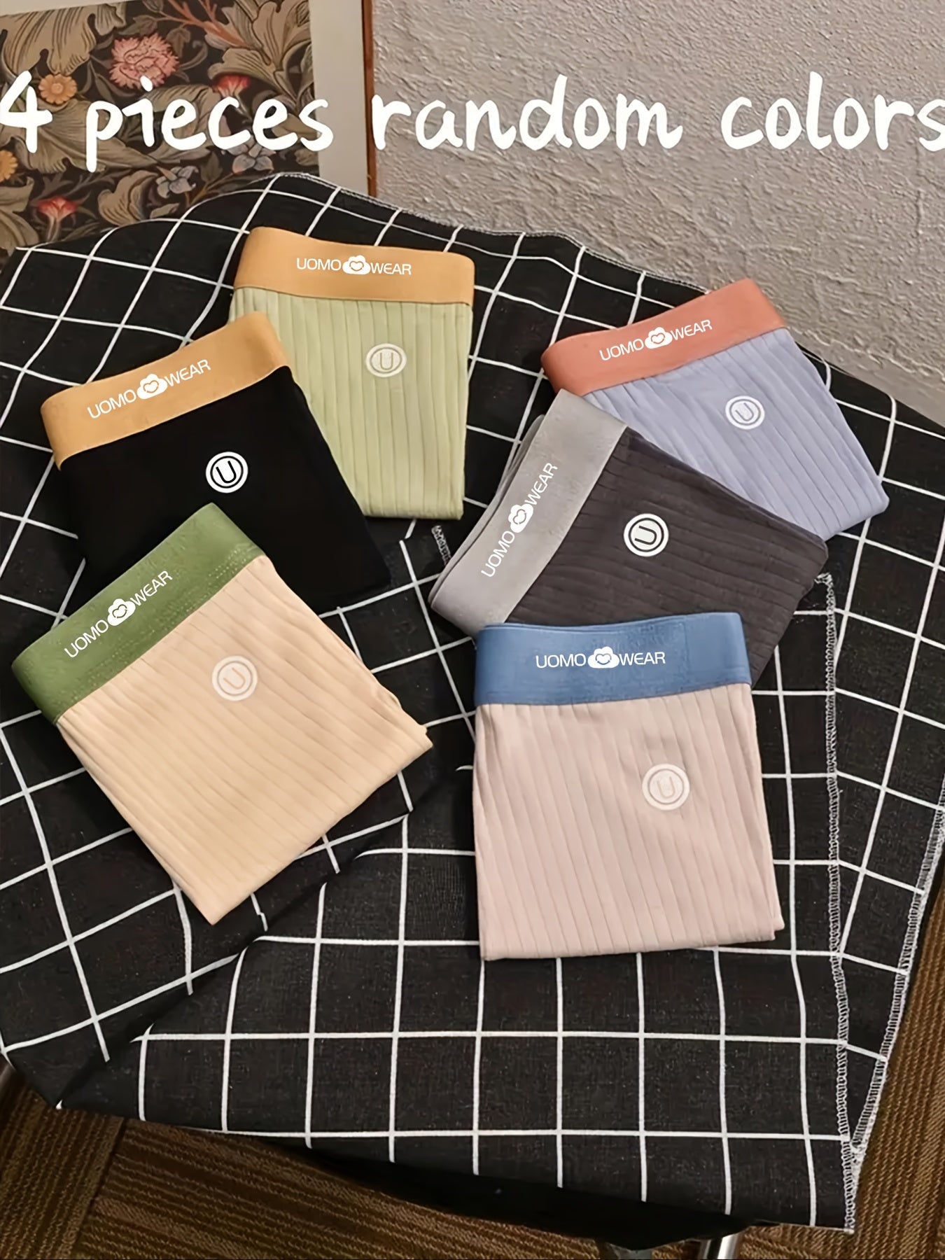 Men's Cotton Boxer Briefs Assorted Solid Colors Breathable Knit Fabric Medium Stretch Comfortable