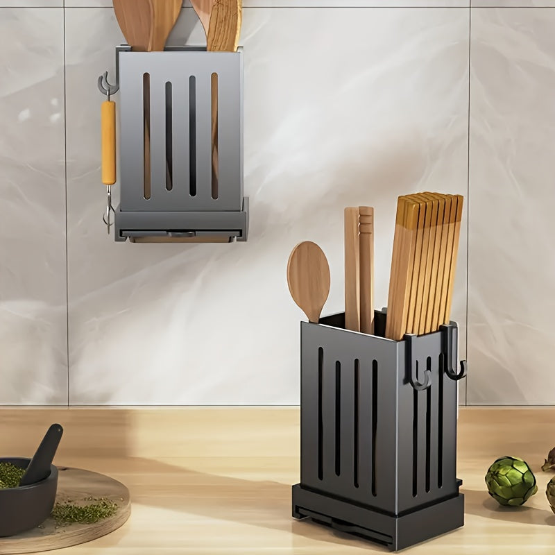 Multifunctional Kitchen Utensil Holder Wall Mount or Countertop Plastic Organizer