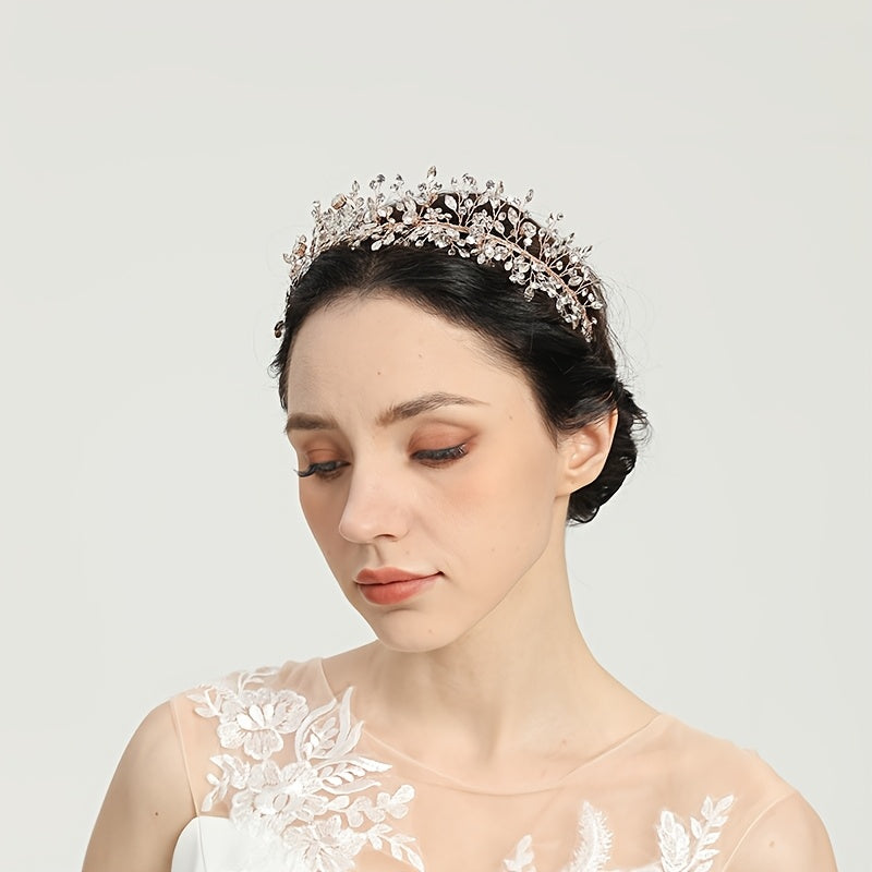 Handcrafted Rhinestone Bridal Headbands with Tiara Accents and Veil Accessories
