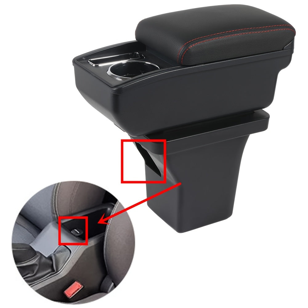 Car Interior Armrest Storage Box ABS Black with Cup Holder Phone Slot
