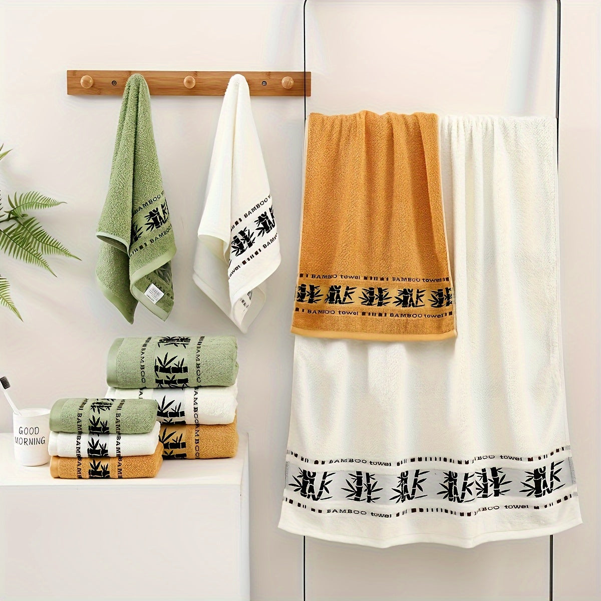 Комплект полотенец из 4-х предметов Self Flying Bamboo Fiber включает 2 полотенца для рук и 2 банных полотенца. Впитывающие, быстро сохнущие, супер мягкие и дружелюбные к коже. Идеально подходит для использования в ванной комнате дома.