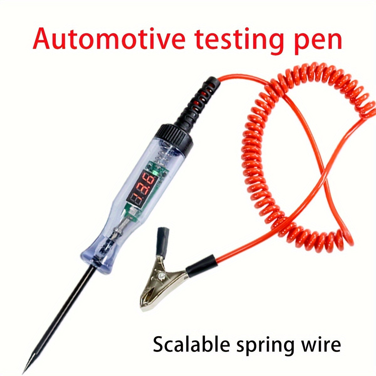 Bolígrafo de prueba de diagnóstico automotriz con pantalla digital, 36V, sin batería, con sonda larga