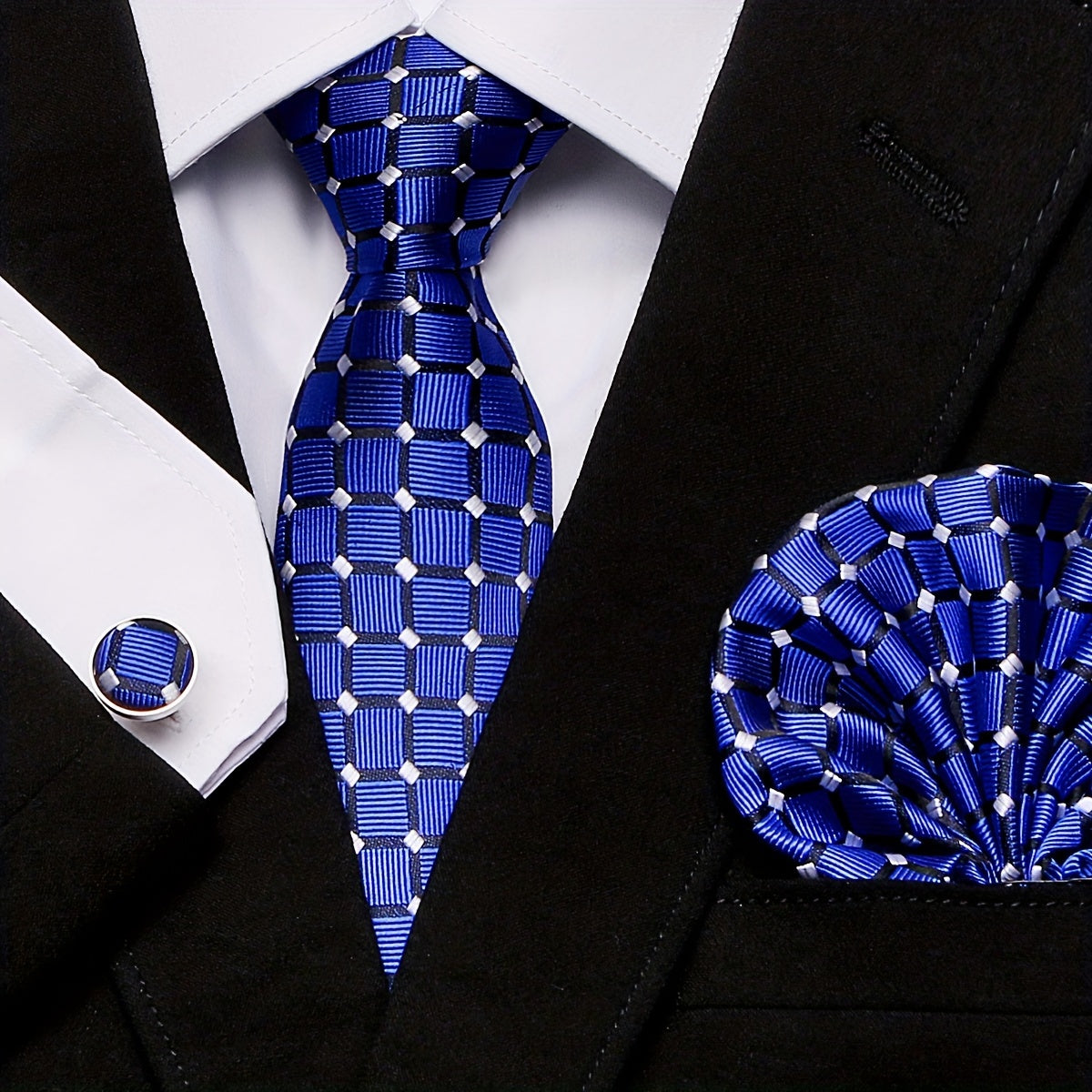 Elegant Paisley Stripe Tie Set with Pocket Square and Cufflinks for Weddings and Formal Events