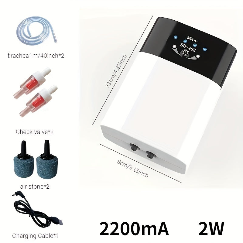 Rechargeable Fish Tank Air Pump with USB and Battery Power Semi-Automatic Aquarium Aerator