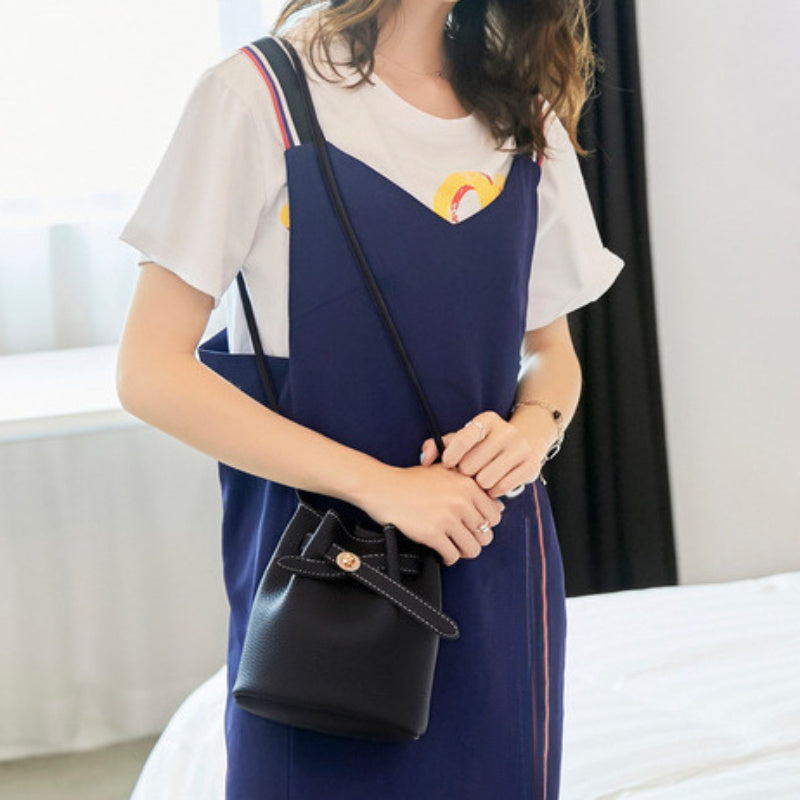 Bolso mini cubo vintage de imitación cuero sin forro de color sólido para uso diario