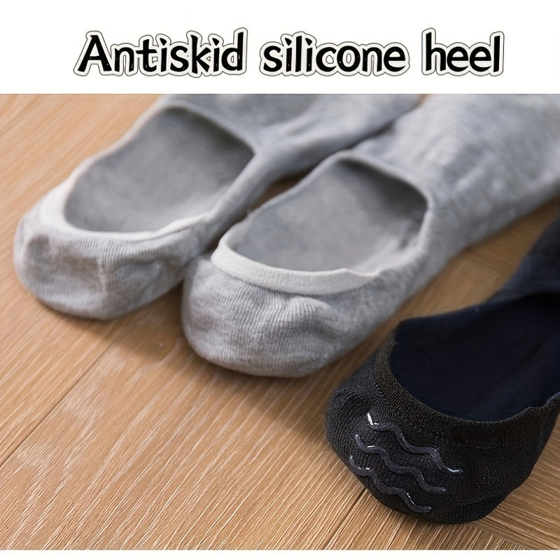 Men's and Women's Mesh Invisible Silicone Non-Slip Socks 4 Pairs Low-Cut Breathable
