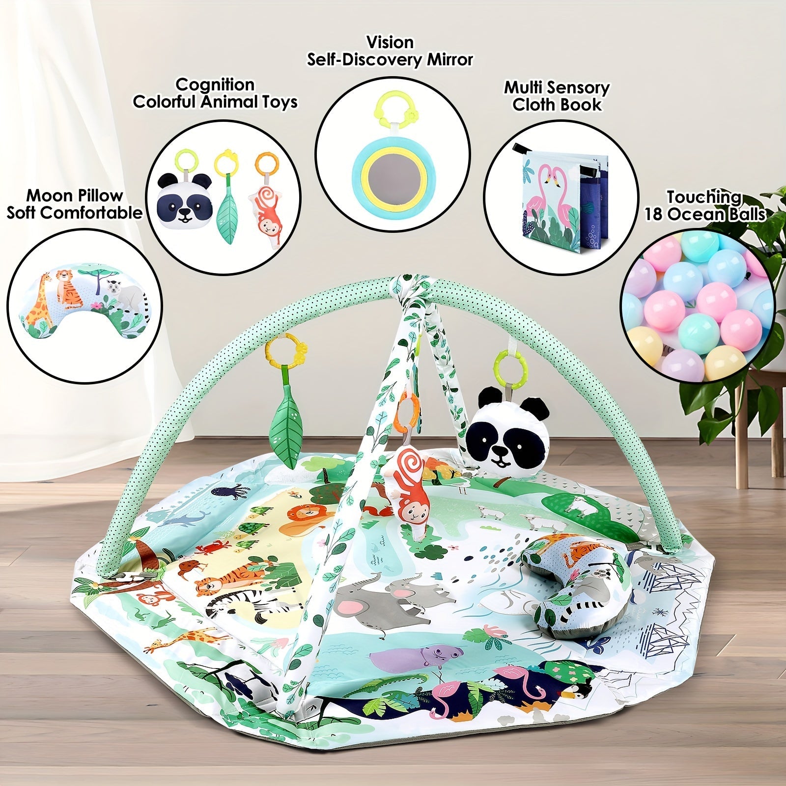 Kids' Play Mat with Sensory Toys and Ball Pit for Youngsters Fitness and Development