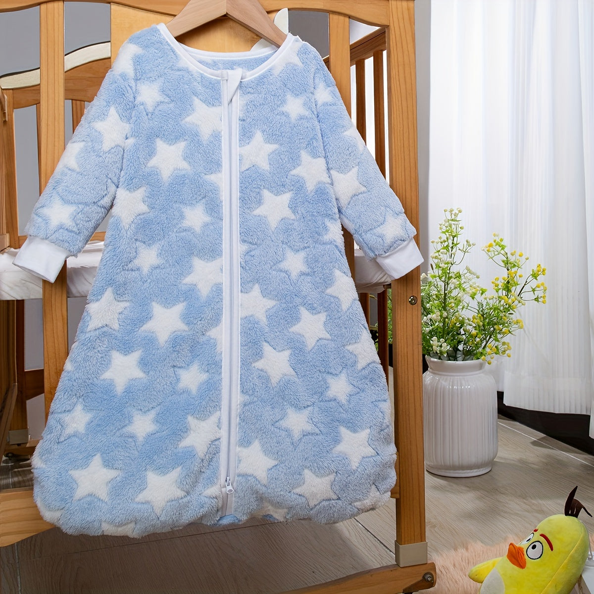 Winter Sleeping Bag Plush Blue Star Design for Kids and Adults