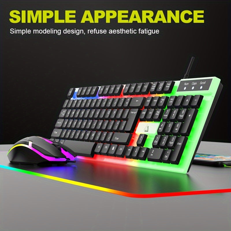 Gaming Keyboard and Mouse Combo with RGB Backlight 104 Keys Ergonomic Black White