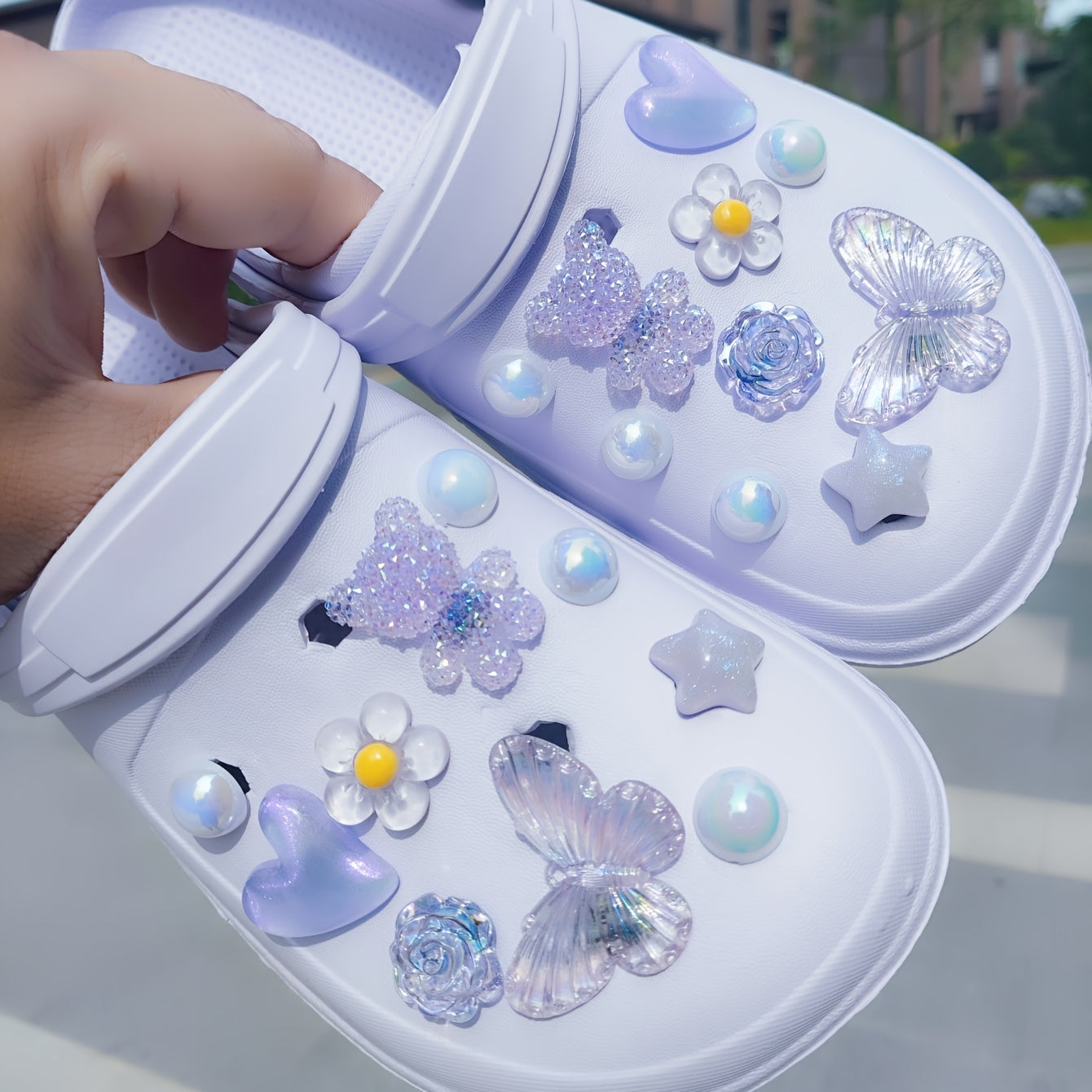 20pcs Purple Bear Butterfly Flower Shoe Decorations for Slippers and Sandals