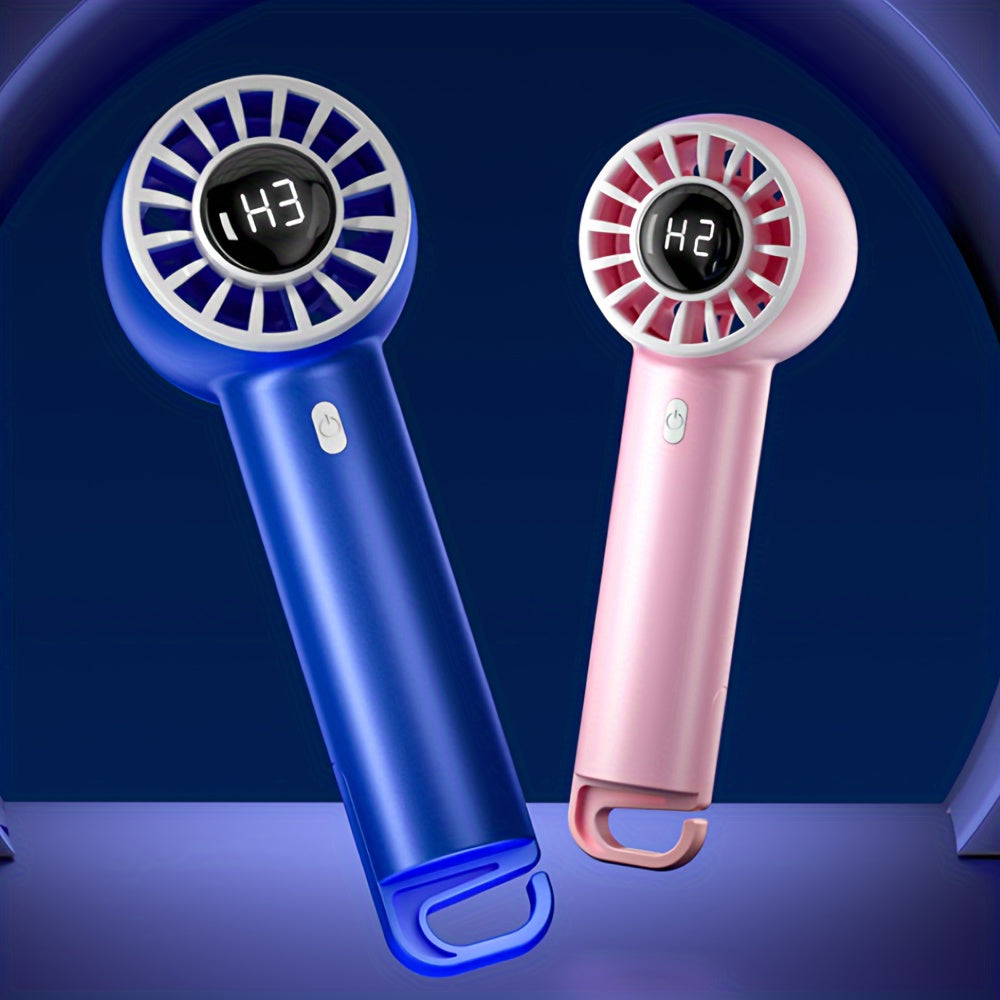 Portable Handheld Fan with Carabiner USB Battery Powered for Travel Camping Desk Bicycles