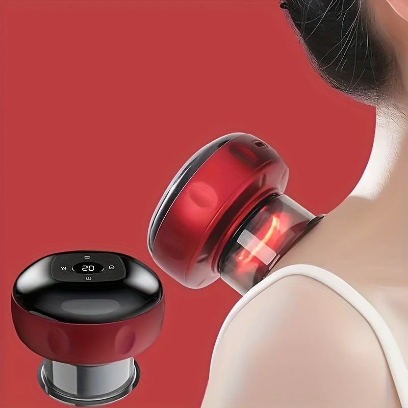 Portable Cupping Massager with LED Display USB Rechargeable 6-Speed Heating for Muscle Relaxation