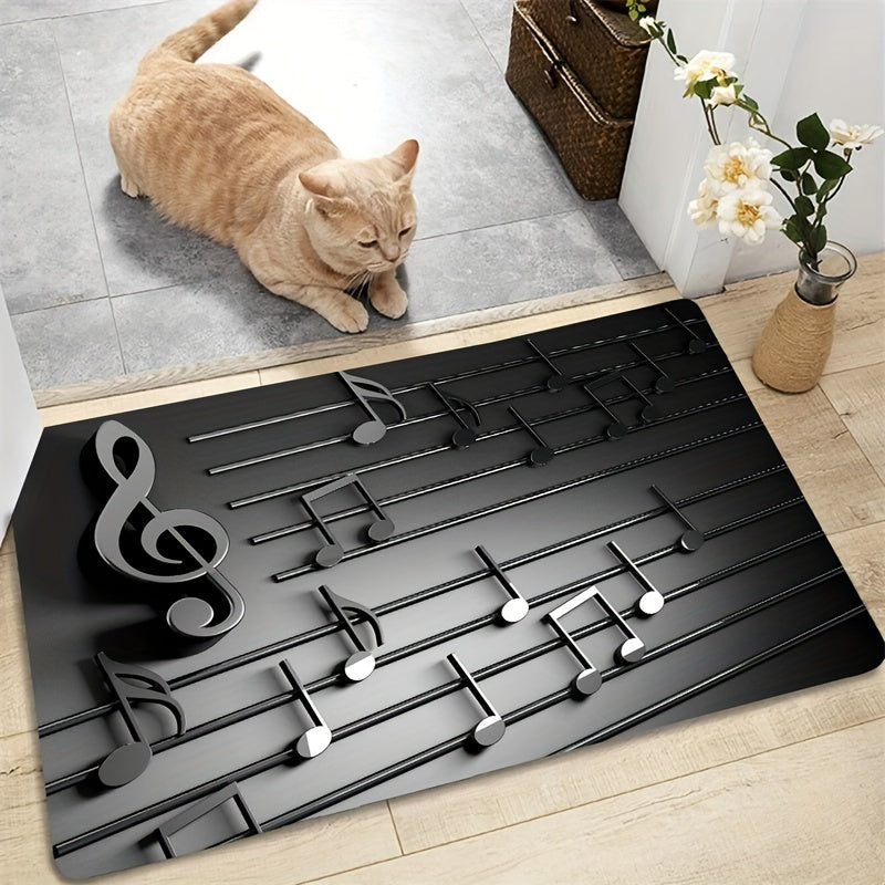 3D Musical Note Rug Non-Slip Lightweight Machine Washable Polyester for Living Room Bedroom Entrance