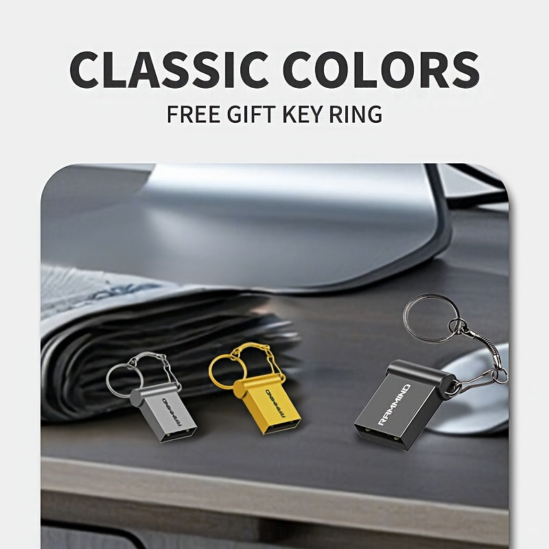 Mini yuqori tezlikdagi USB 2.0 flesh xotira, 4GB dan 128GB gacha bo'lgan sig'imlar bilan. Turli qurilmalar uchun mos. Hujjatlarni qulay saqlash uchun kalit zanjiringizga osib qo'ying.