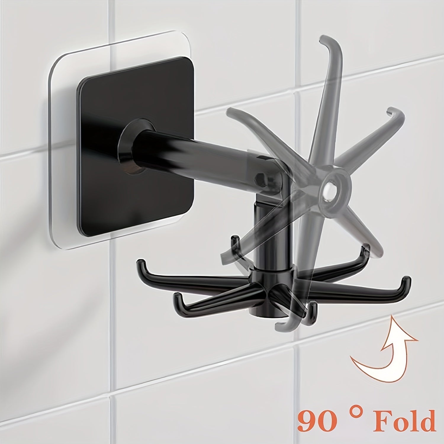 Kitchen Cutlery Rack with 6 Claw Hooks, Self-Adhesive Wall Hanger, Rotating