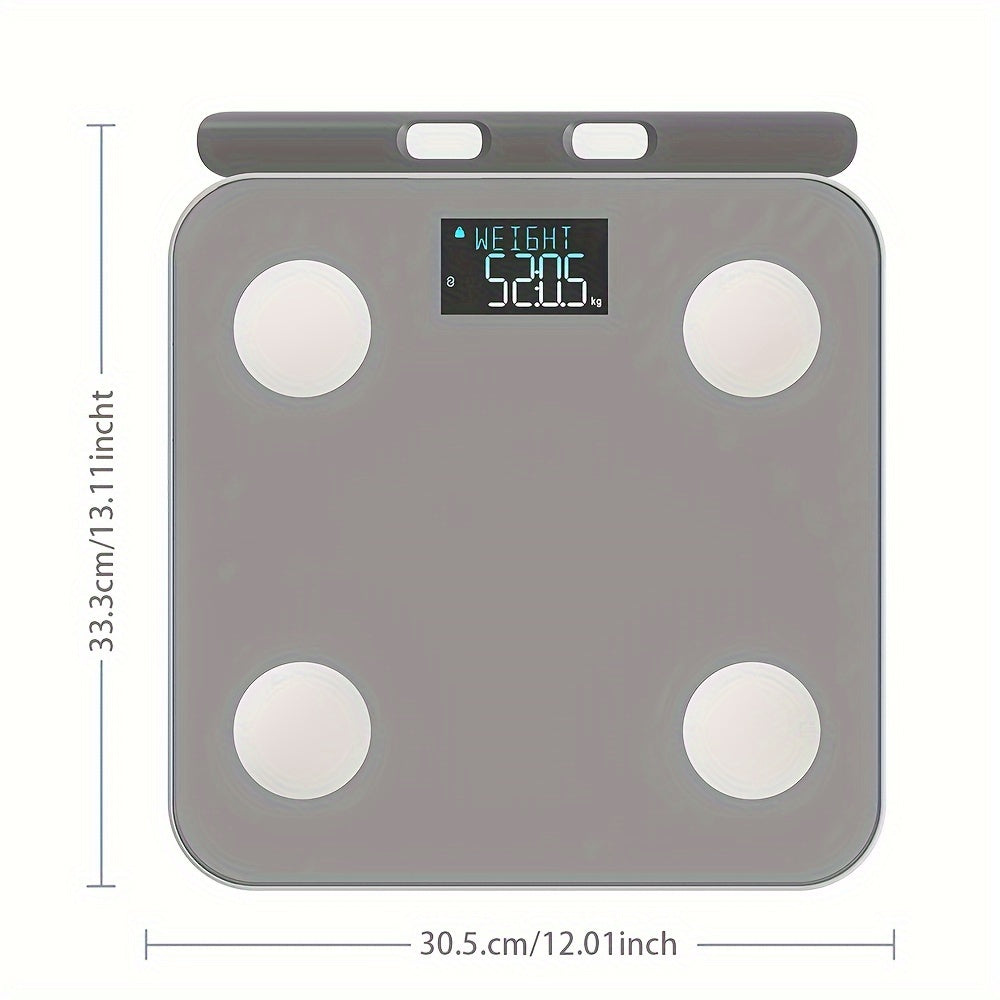 Smart 8-Electrode Body Fat Scale LED Display Wireless Battery Powered Stainless Steel Electrodes