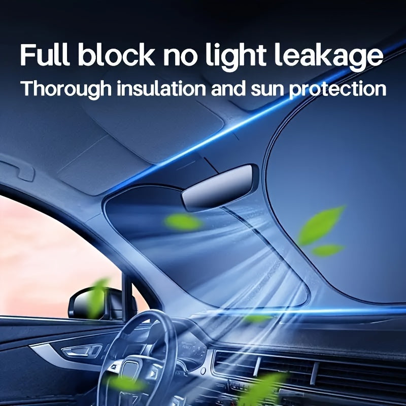 Car Sunshade Curtain Black with Yellow Accents Roll-Up UV Protection Heat Reduction