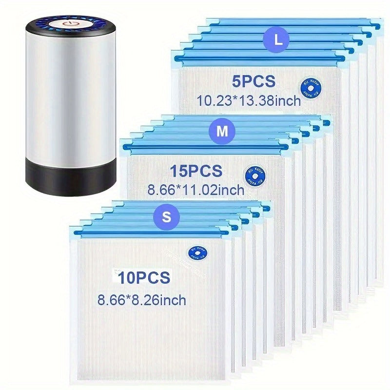 Ovqat saqlash uchun portativ qo‘l bilan ishlovchi vakuum yopish uchun 3 o‘lchamdagi vakuum paketlari bilan