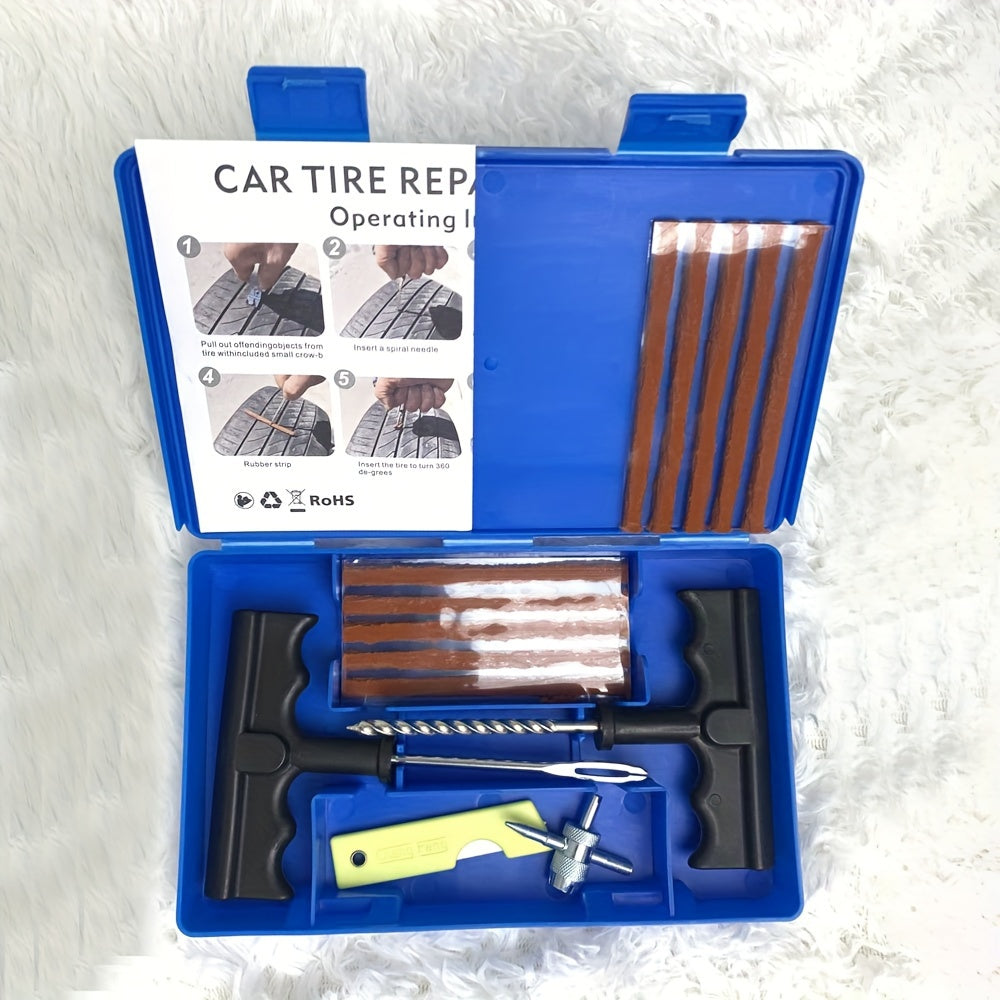 Multi-Purpose Tire Repair Kit for Car Motorcycle Bike Tubeless Puncture Set