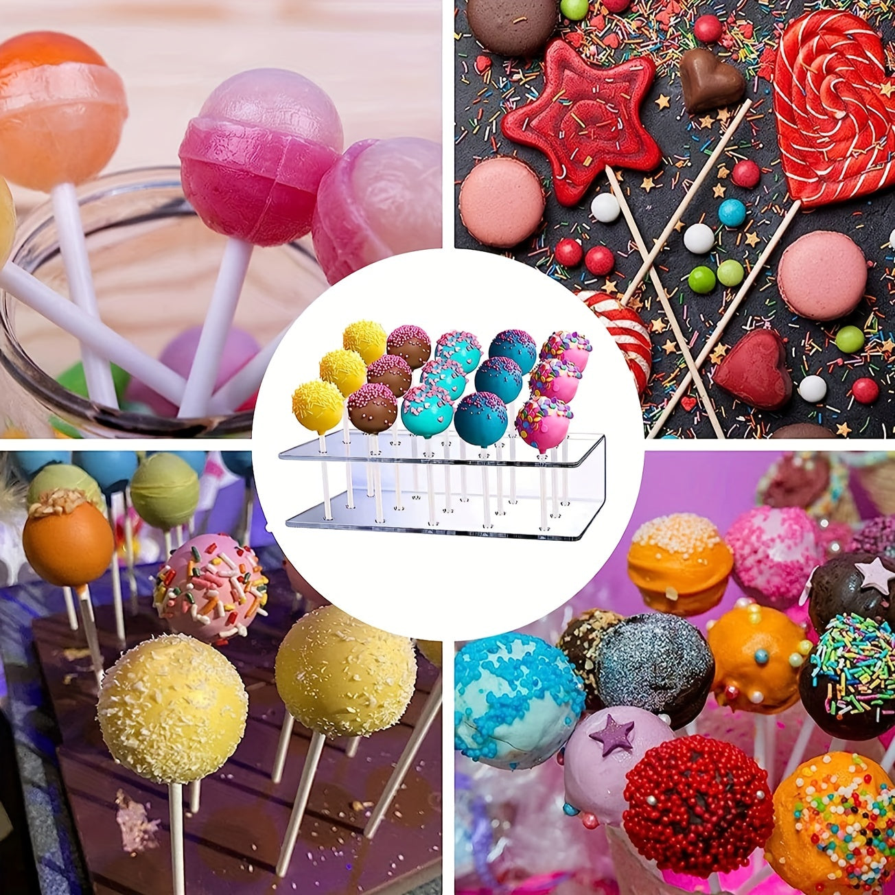 Acrylic White Cake Pop Stand for Weddings, Showers, Birthday Parties