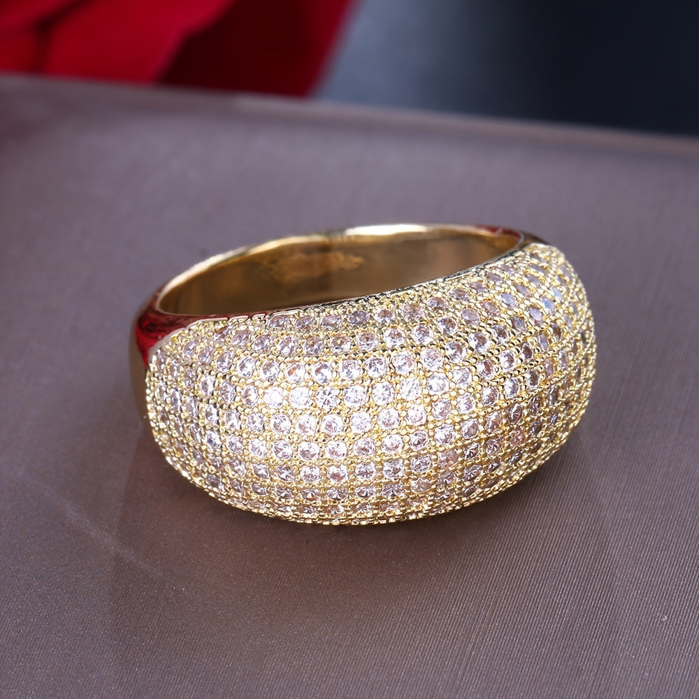 Women's Gold Plated Synthetic Zirconia Ring Light Luxury Elegant Jewelry