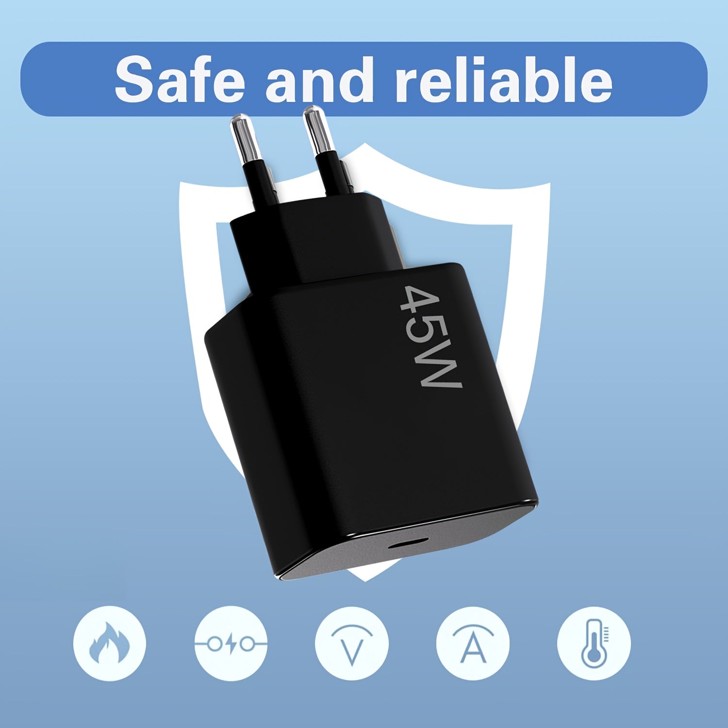 45W USB-C tez zaryadlovchi PD 3.0 va 1M kabel bilan sayohat uchun mos Samsung iPhone 15 16 seriyalari uchun