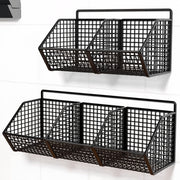 Wall Mounted Wire Fruit Basket with Three Compartments for Kitchen Bathroom Storage