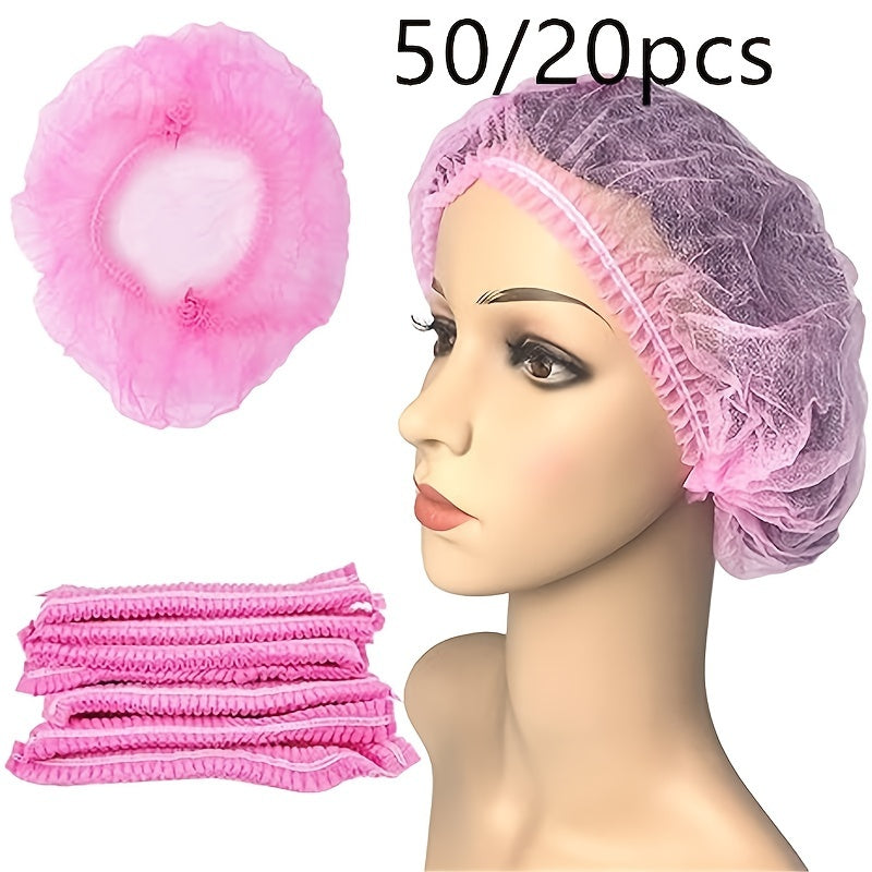 50 Pack Non-Woven Shower Caps Hair Nets with Elastic Bands, Assorted Colors