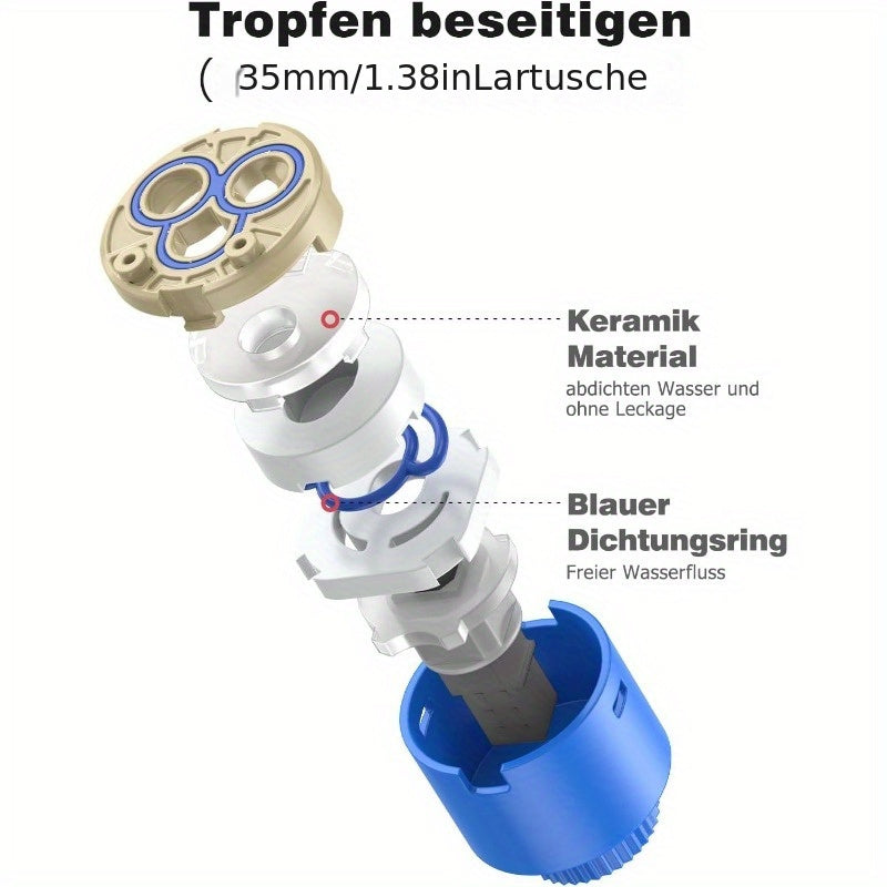 Ceramic Faucet Cartridge 35mm Blue Beige High Pressure Replacement Part