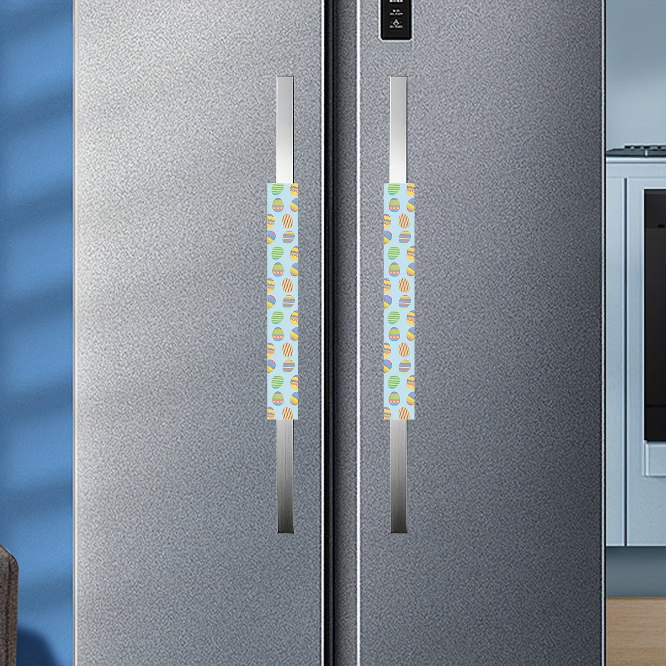 Colorful Easter Egg Print Refrigerator Handle Covers for Home and Hotel Protection