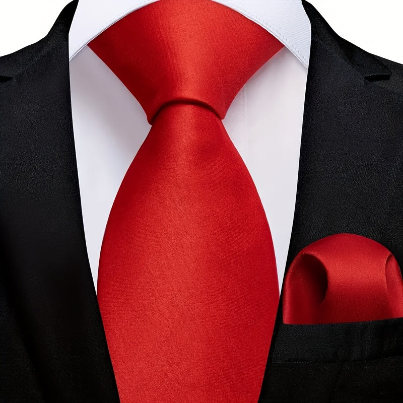 Erkaklar uchun bir rangli galstuk va cho'ntak sharf to'plami, biznes rasmiy tadbirlar uchun