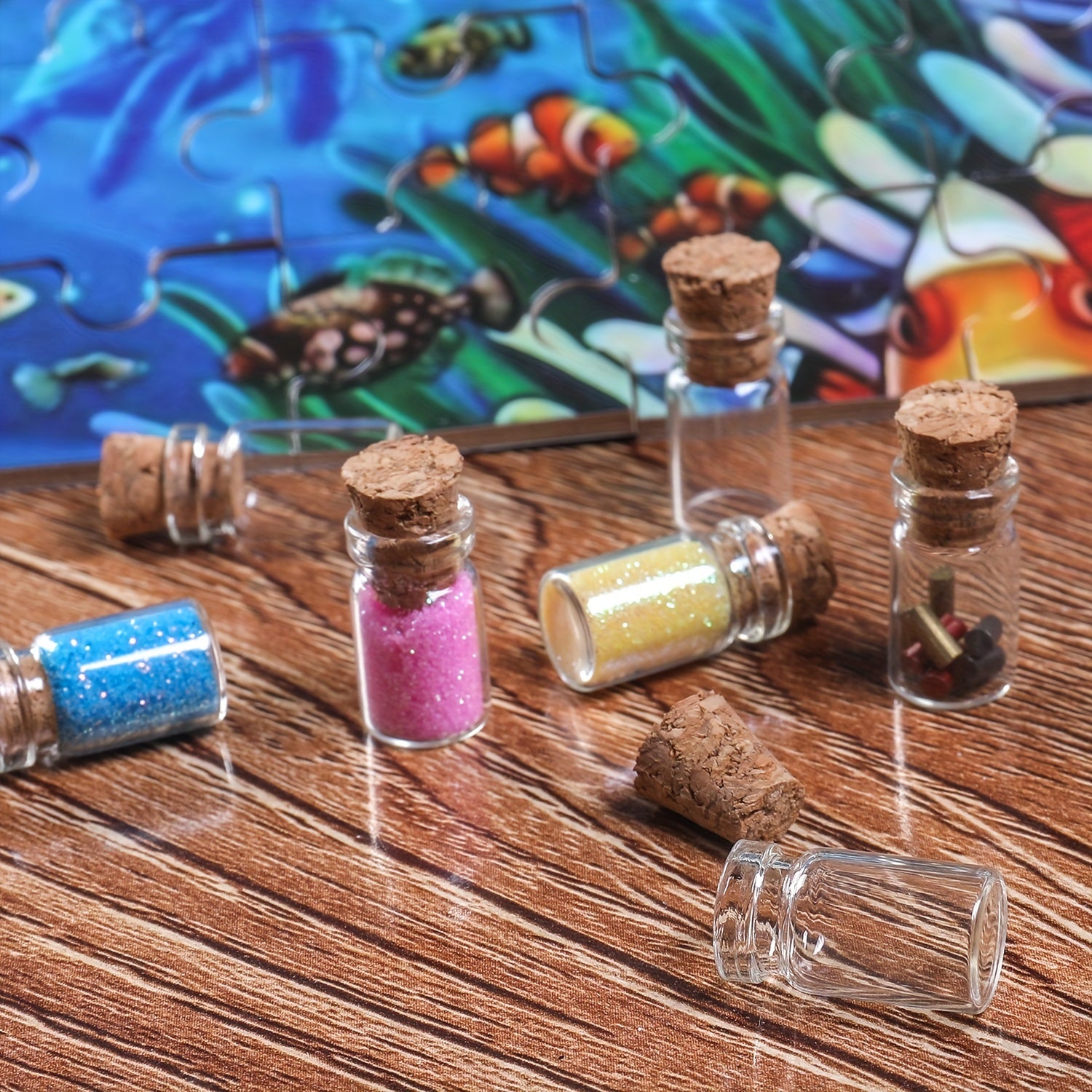 Mini Glass Jars 0.5ml for Nail Art Glitter Spices Reusable Corks Eye Screws
