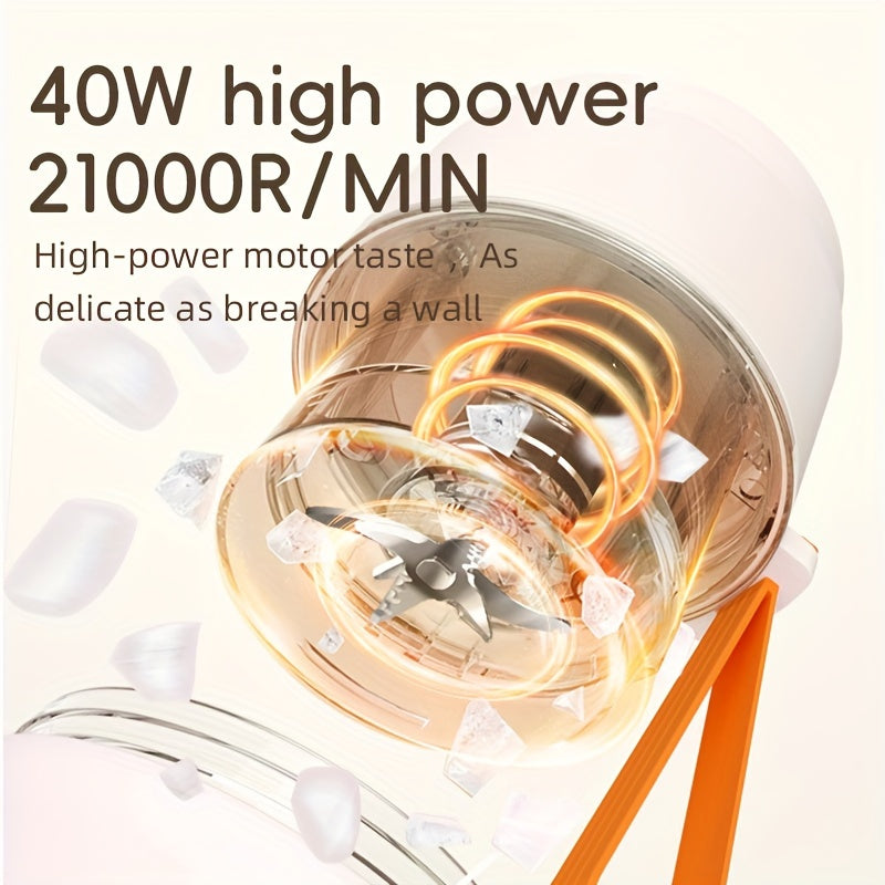 Rechargeable USB Blender Cup 450ml with 12-Blade System, Portable for Travel and Home