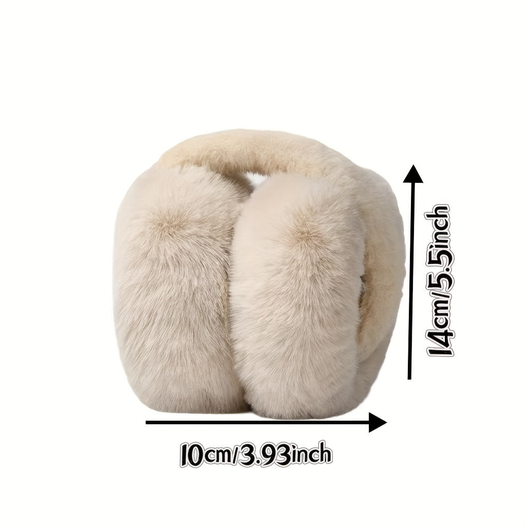Foldable Plush Earmuffs for Women Warm Cozy Cold Weather Winter Accessory