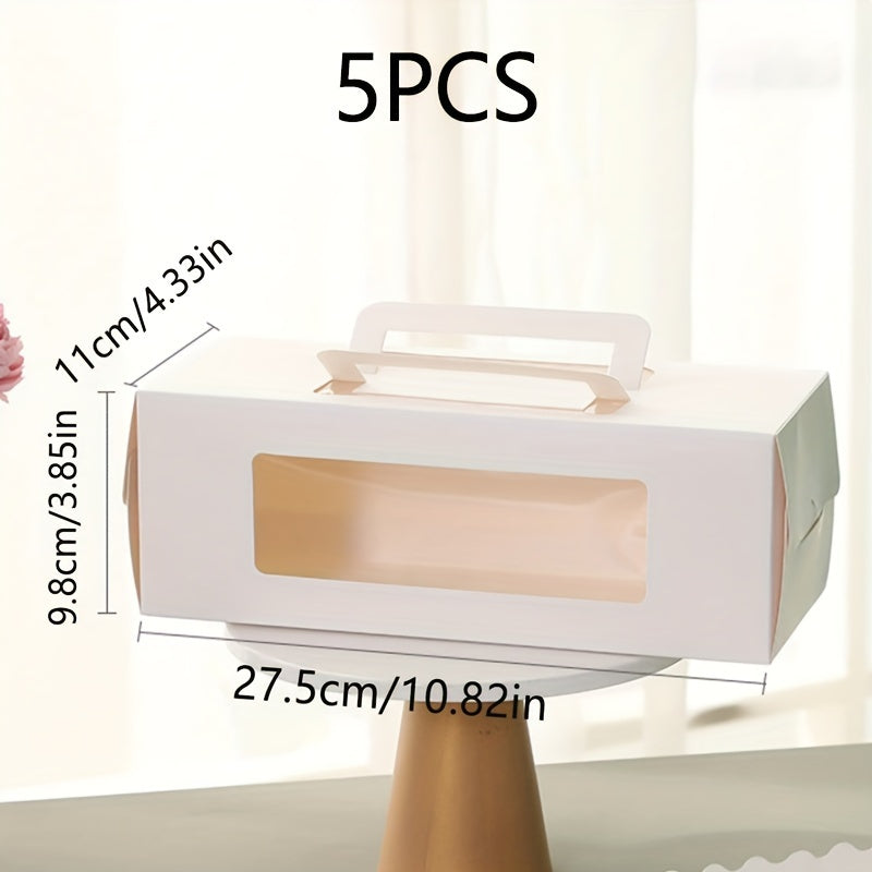 Упаковка из 5/10 коробок для упаковки рулетов для торта с прозрачным окошком, идеально подходит для мусса для рулетов для торта, выпечки ручным способом, а также для упаковки подарков на день рождения и праздники