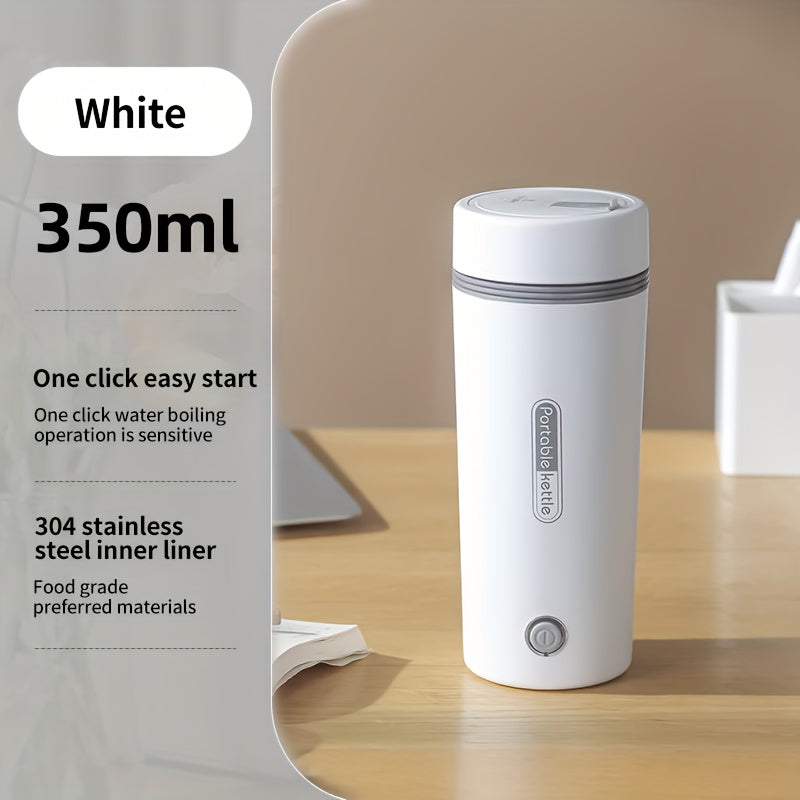 Stainless Steel 350ml Portable Electric Kettle White Leak-Proof Fast Heating Auto Shut-Off