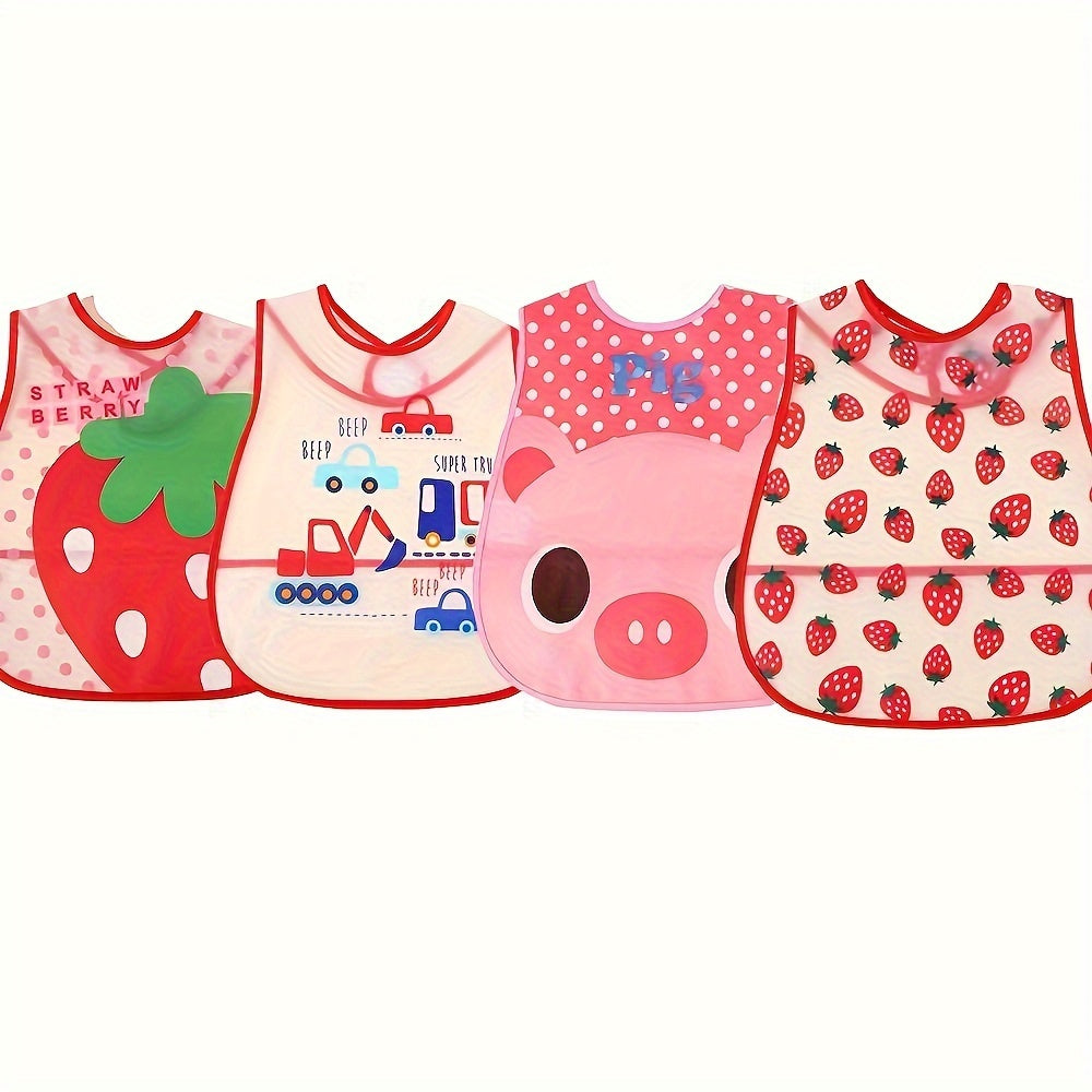 Baby Bibs Set for Children Up to 6 Years Water-Resistant Cartoon Design Polyester Easy to Clean