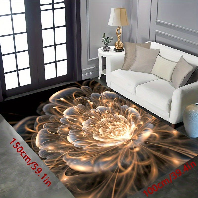 3D Printed Floral Flannel Rug Non-Slip Easy to Clean for Kitchen Living Room Bedroom Indoor Decor