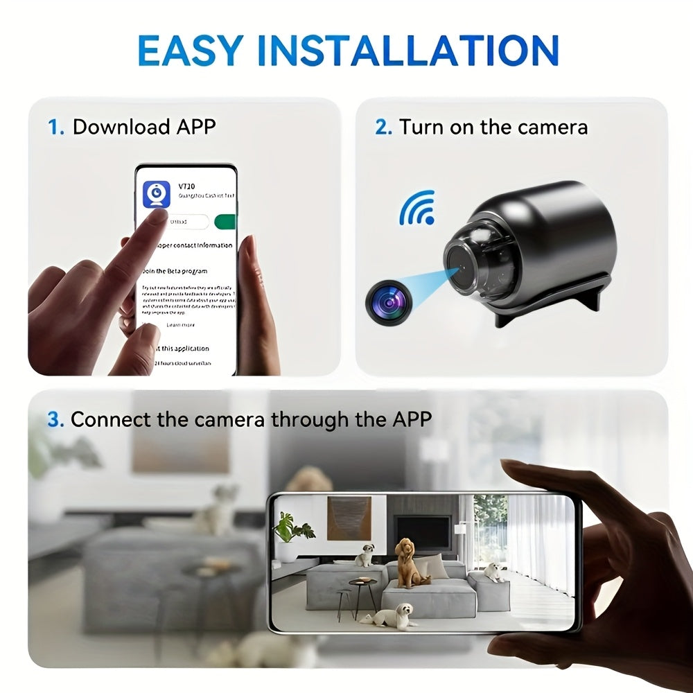 Indoor WiFi Security Camera 480P App Control USB Powered Black Cylindrical