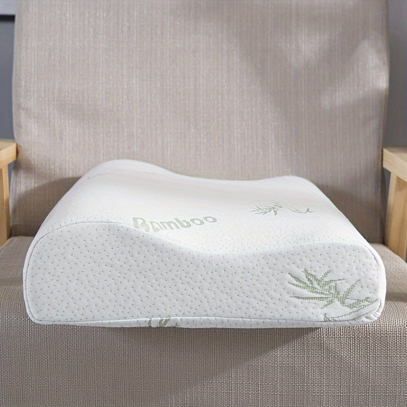 Vintage Style Bamboo-Inspired Memory Foam Sleep Pillow with Cervical Support