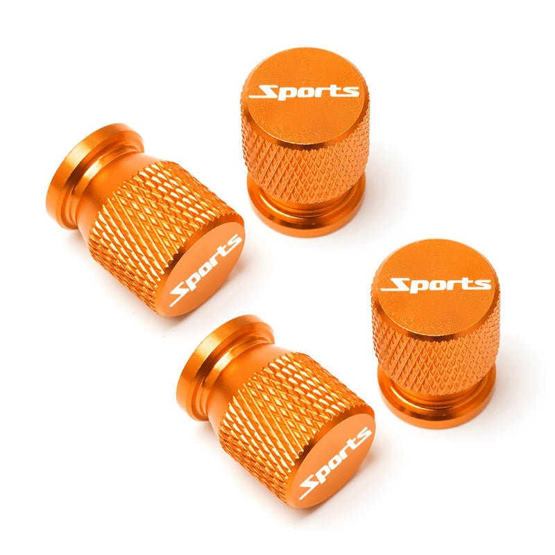 Set of 4 Aluminum Gold Tire Valve Caps Leak-proof Corrosion-resistant for Cars Bikes