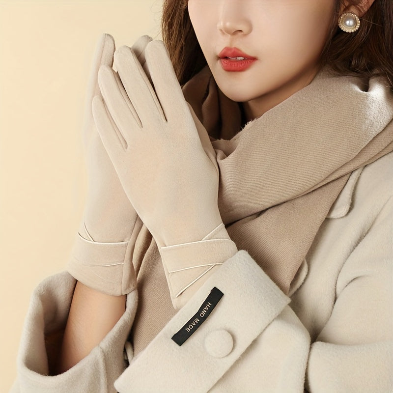 Short Cross Cuff Gloves for Autumn and Winter Touchscreen Warm Windproof