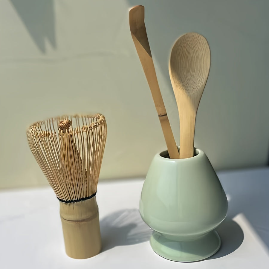 Matcha Tea Set with Bamboo Spoon, Traditional Matcha Preparation, Multiple Colors