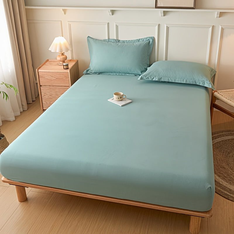 Light Blue Beige Full Wrap Fitted Sheet Non-Slip All-Season Bedding